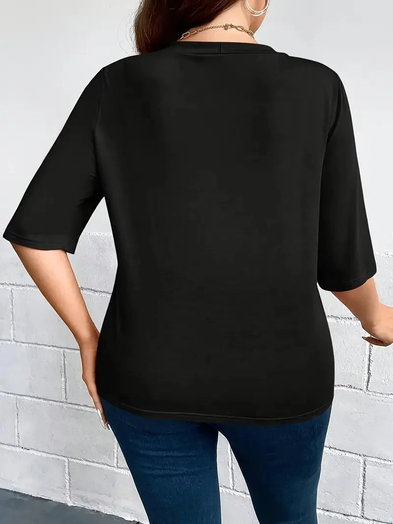 Dam Plus Size Blazer – Dräperad Öppen Enfargad 3/4-ärm Casual Mångsidigt Året Runt, 8 Färger 1XL–5XL