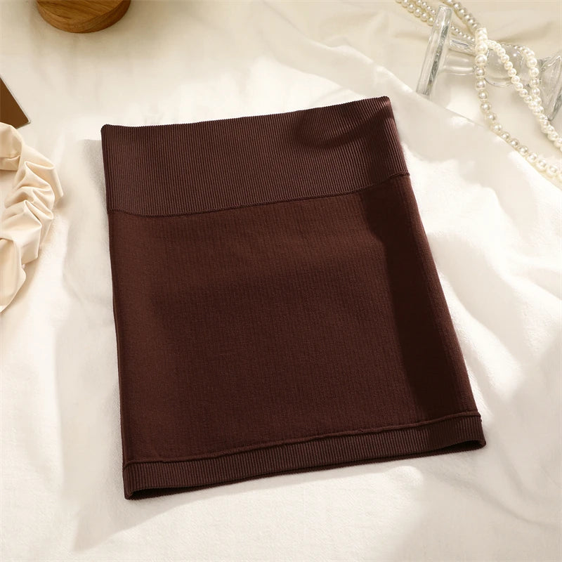 Women Ribbed Sexy High Waist Mini Slim Skirt,Versatile for Office Pencil Skirt Solid Color Soft Stretchy Short Skirt All-Season