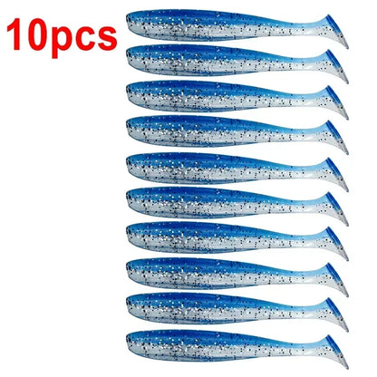 10pcs/Lot Fishing Lure T Tail Worm Soft Bait Jigging Wobblers Tackle Bass Pike Artificial Silicone Swimbait 55mm 70/90mm 120mm