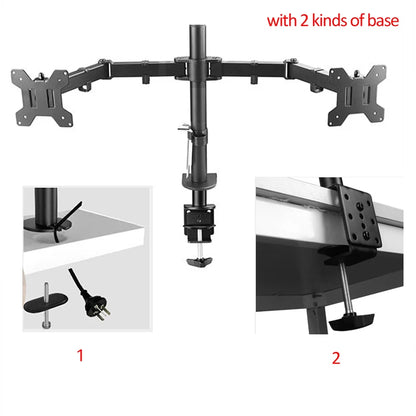 DL-MS02 Desktop Stand Full Motion 360 Degree Steel Dual Monitor Holder 10'-27' Clamp Base Monitor Mount Arm Loading 9.9kgs