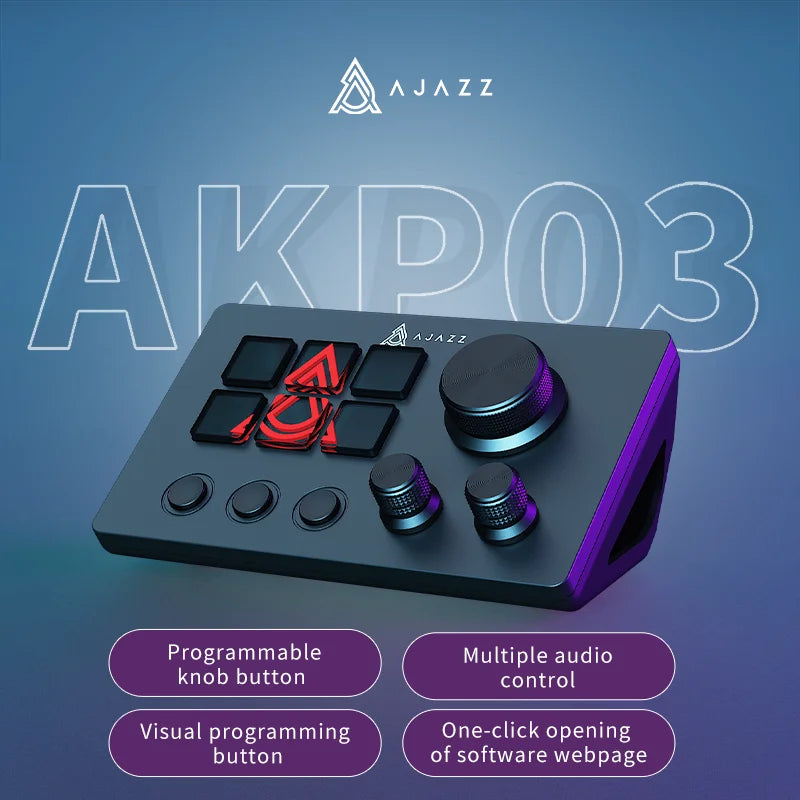 AJAZZ AKP03 Desktop Control Panel, Programmable Keypad for Stock Trading Live Streaming Audio Mixing, Shortcut Controller