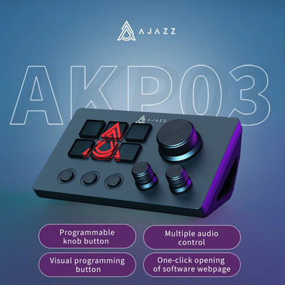 AJAZZ AKP03 Desktop Control Panel, Programmable Keypad for Stock Trading Live Streaming Audio Mixing, Shortcut Controller