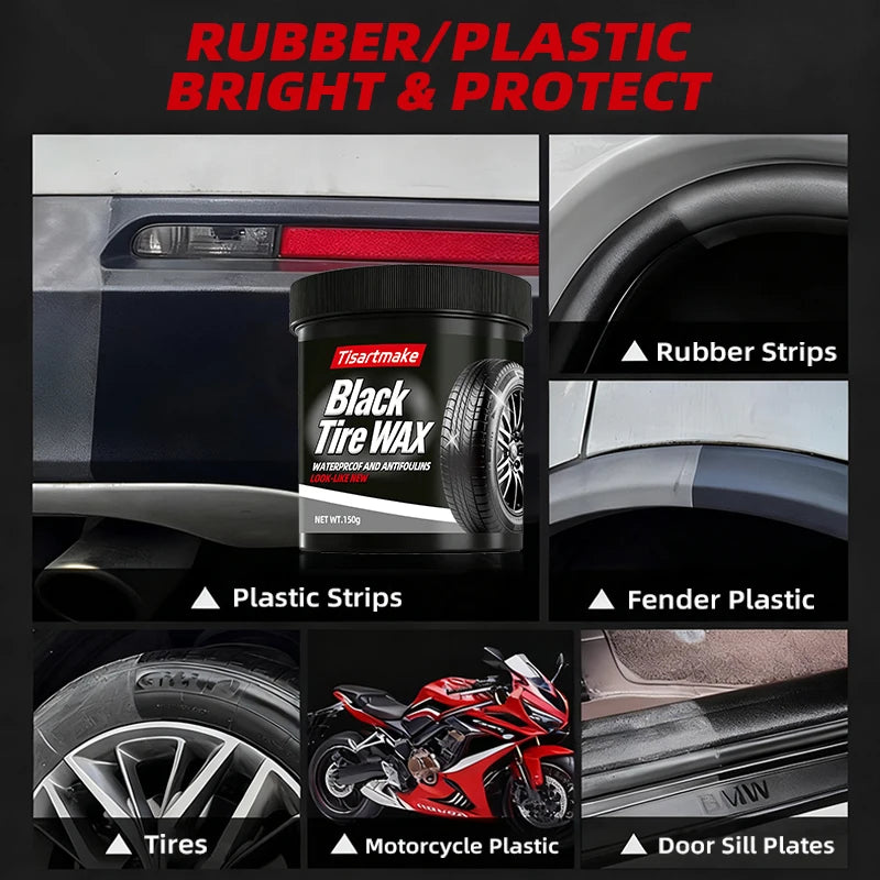 150g Tire Shine & Retread Wax - Durable Anti-Aging Gloss Enhancer for Car Tires, Blackening Care Agent