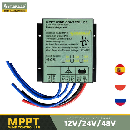 SMARAAD Vertikal Vindturbin 2kW – Magnetisk Dynamo MPPT Boost Hybrid Sol+Vind Off-Grid Inverter 220V, EU-lager Polen