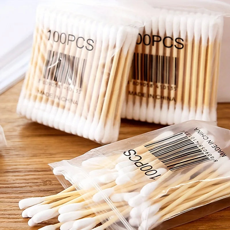 1000Count Cotton Swabs - Bamboo Sticks Cotton Swabs For Ears - Double Round Thick Cotton Buds Suitable For Makeup And Cleaning