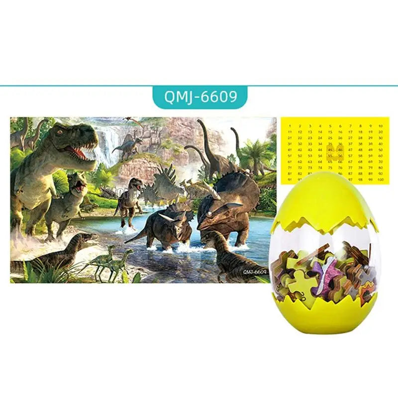 Träpussel Dinosaurie 60 Bitar – Äggförpackning 16 Motiv CE-certifierat Pedagogisk Leksak Barn Present 2026