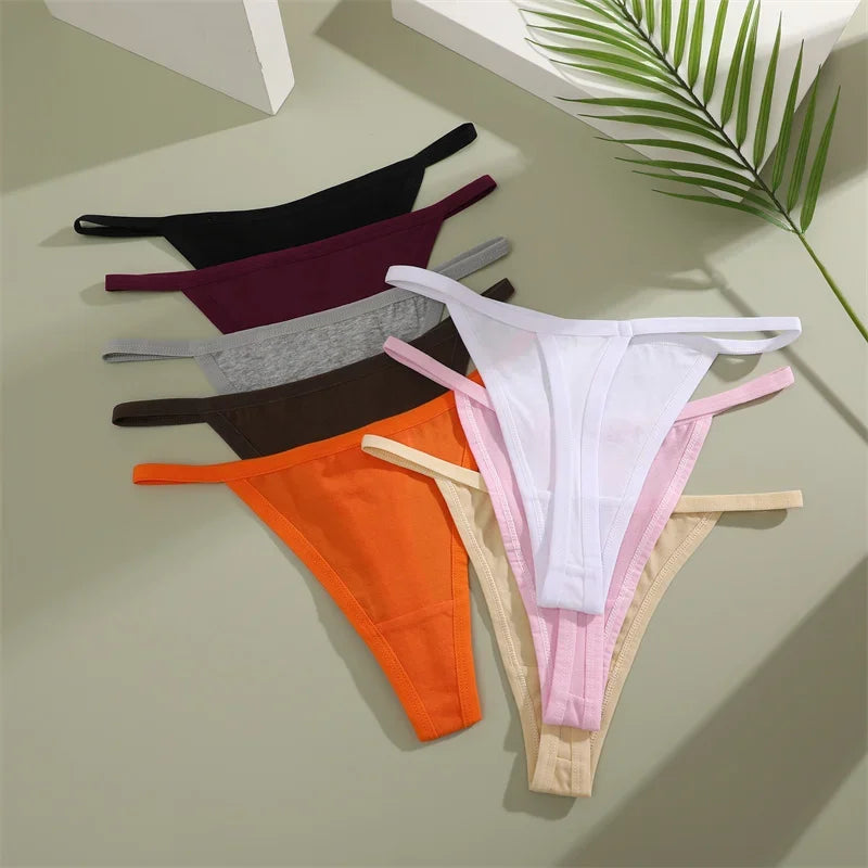 5Pcs Women Cotton Panties Female Thin Belts Underwear Sexy Low Waist G-String Thongs Ladies Soild Panties Breathable Lingerie