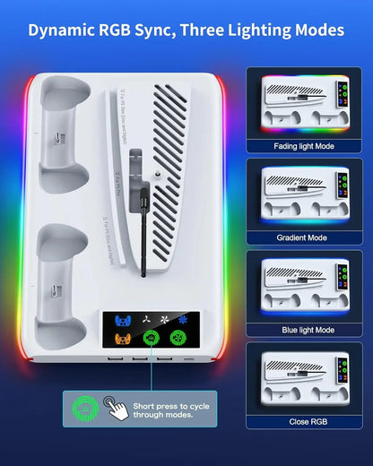 Stand For Sony PS5 Console Playstation Play Station PS 5 Pro Slim Support Cooler Fan Base Holder Control Charger Game Accessory