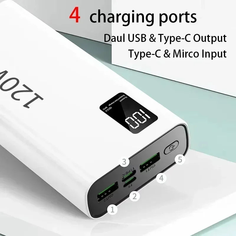 VIVO 500000mAh Power Bank 120W Super Fast Charging Portable LED Digital Display External Power Bank for iPhone Samsung 2026New