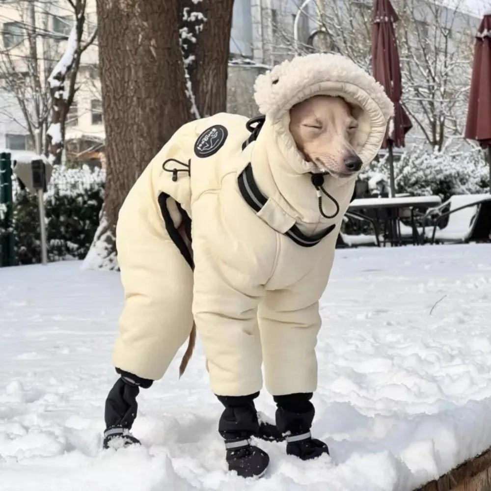 Trendy Waterproof Winter Dog Jumpsuit Thickened Full Cover Big Dog Clothes Fleece Warm Big Pet Supplies Large Dog