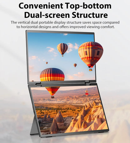 UPERFECT Delta 15.6" Dual Portable Monitor for Laptop Screen Extender 1080P HDR Folding Stacked Triple Travel Computer Display