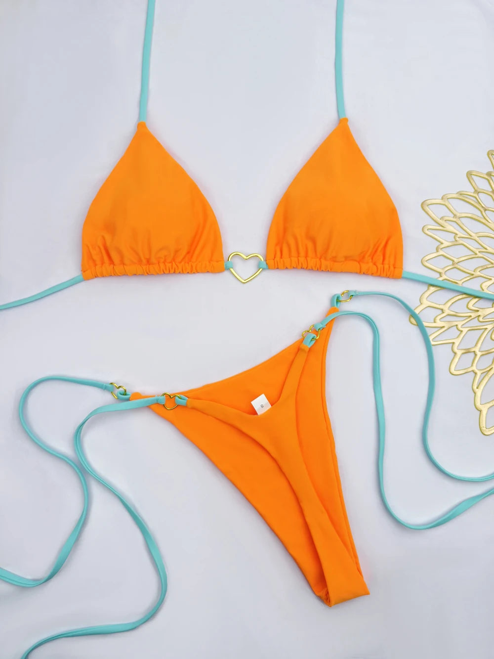 Sexy Halter Solid Color Low Waist Bikini Set Women's Swimsuit Two-piece Triangle Thong Swimwear Bathing Suit Brazilian Biquinis