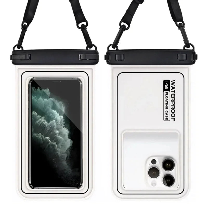 Flytande Vattentätt Mobilfodral med Crossbody-rem – Dubbelhake, Touchkänslig, 10 Färger, upp till 6,9"