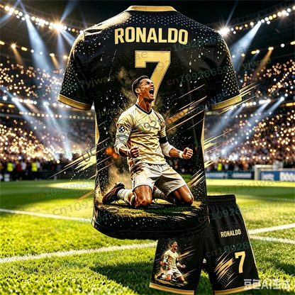 New Special Edition No.7 Fans Football Jersey Tee Shorts Set Women Men Sportwear Summer Casual Kids Tshirt Set 2 Piece Set