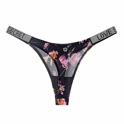 Lågskurna sexiga trosor med strass och bokstäver G-string sporttstring S-XL