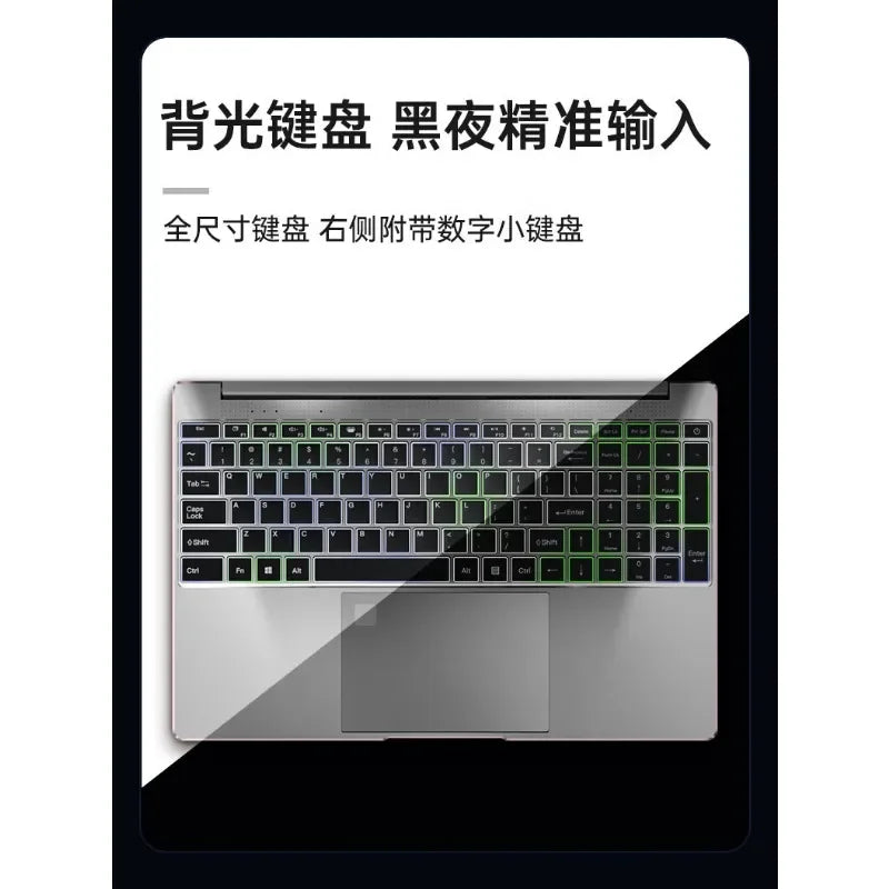 Ultratunn Gaming Laptop 15,6" 4K – Aluminiumlegering Intel N95 12/16/32GB RAM 128GB–1TB SSD Windows 11, Svart/Silver/Rosa