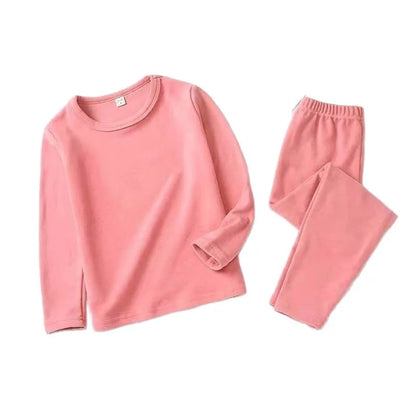 For German velvet warm children's self-heating fiber underwear set boys warm autumn clothes autumn and winter pants girls warm