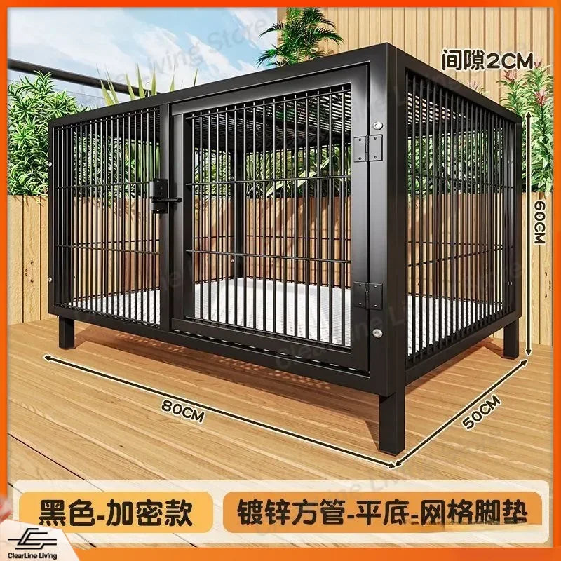 Large Heavy Duty Dog Crate for Large Medium Dogs Indoor Outdoor Portable Foldable Metal Wire Kennel with Tray for Labrador