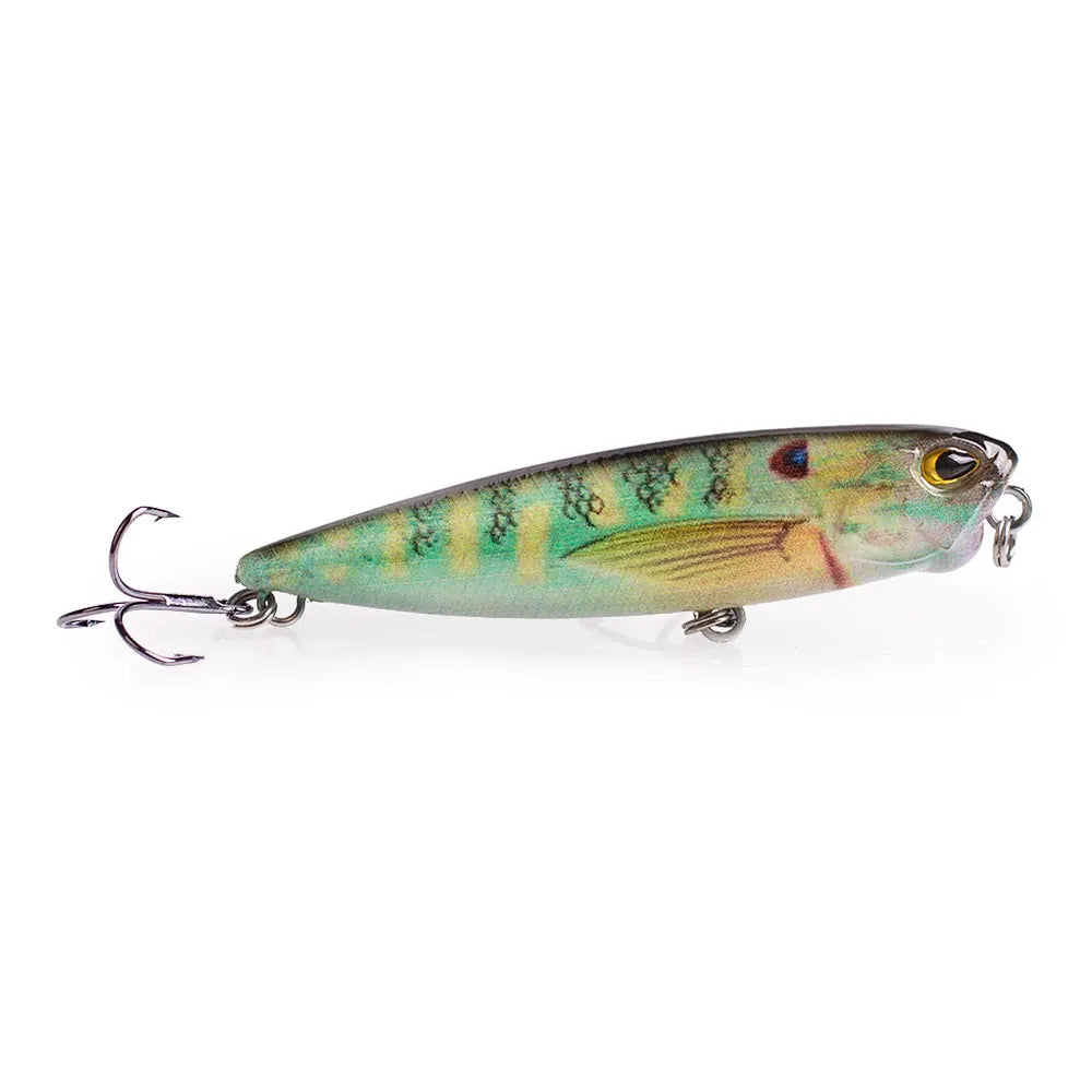 Hanlin Popper 6.5cm/2.56in/5.5g Topwater Baits Walk The Dog Rattle Wobble Fishing Lures Floating Hard Plastic Bass Tackle