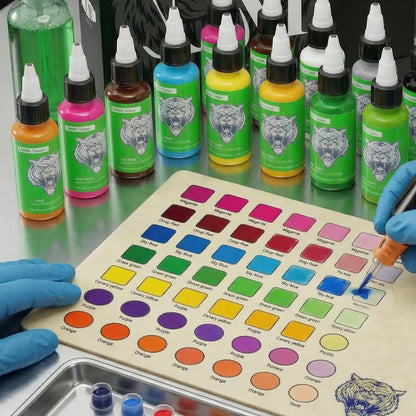 DM Tattoo Ink 15 Color 1OZ/Bottle Natural Plant Extract Pigment Body Painting Long Lasting No Color Loss Professional Tattoo Ink