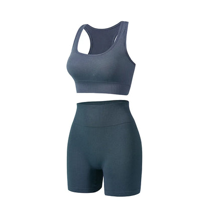 Dam Underkläderset – Sömlös BH & Trosor Crop Top Sport Yoga Fitness, 8 Färger M–XXL