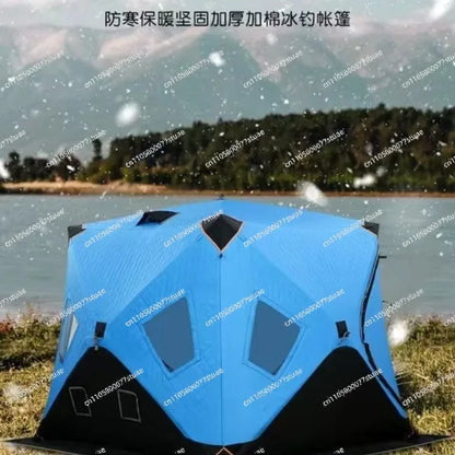 Hexagonal ice fishing tent Thickened warm and cold-proof quick-opening tent Winter fishing camping Ski portable tent