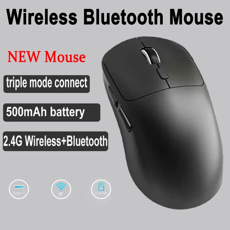 Trådlös Ergonomisk Mus 3-läges Bluetooth + 2,4G USB – Tyst 6 Knappar 1800 DPI Laddningsbar Kontor Gaming, Vit/Röd/Svart