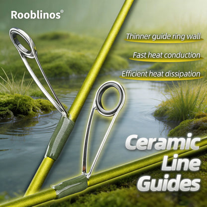 ROOBLINOS Ultralätt Öringspö 1,85m – 27T Kolfiber Fast Action Spinning 2026, Grön/Ljusgrön