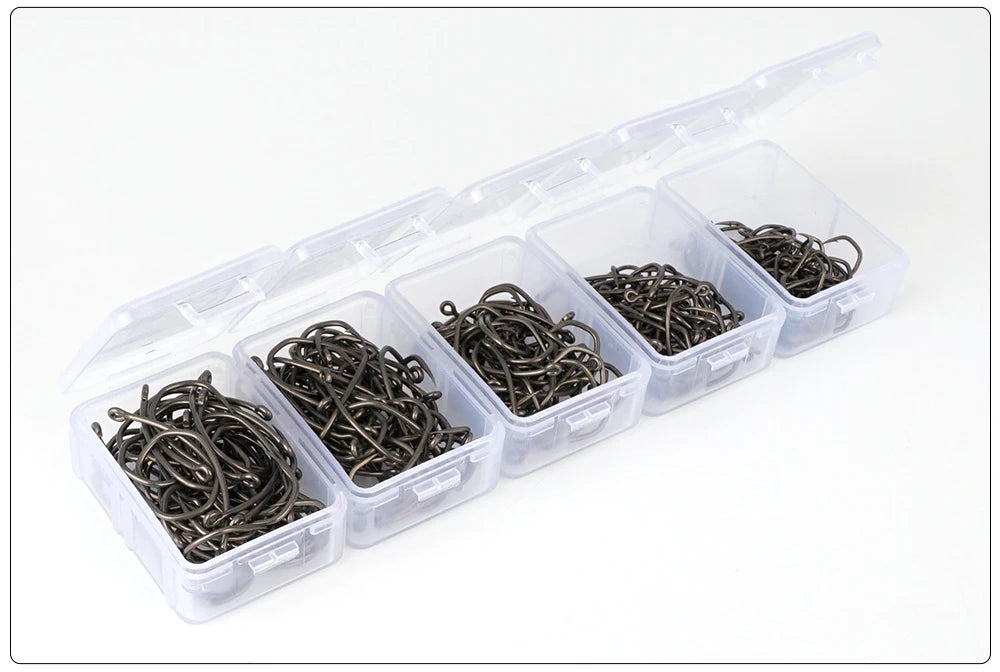 Hirisi 8041 50Pcs PTFE Coated Fish Hook High Carbon Stainless Steel Anti-Rust Sharp Point Barbed With Eye for Fishing Accessory