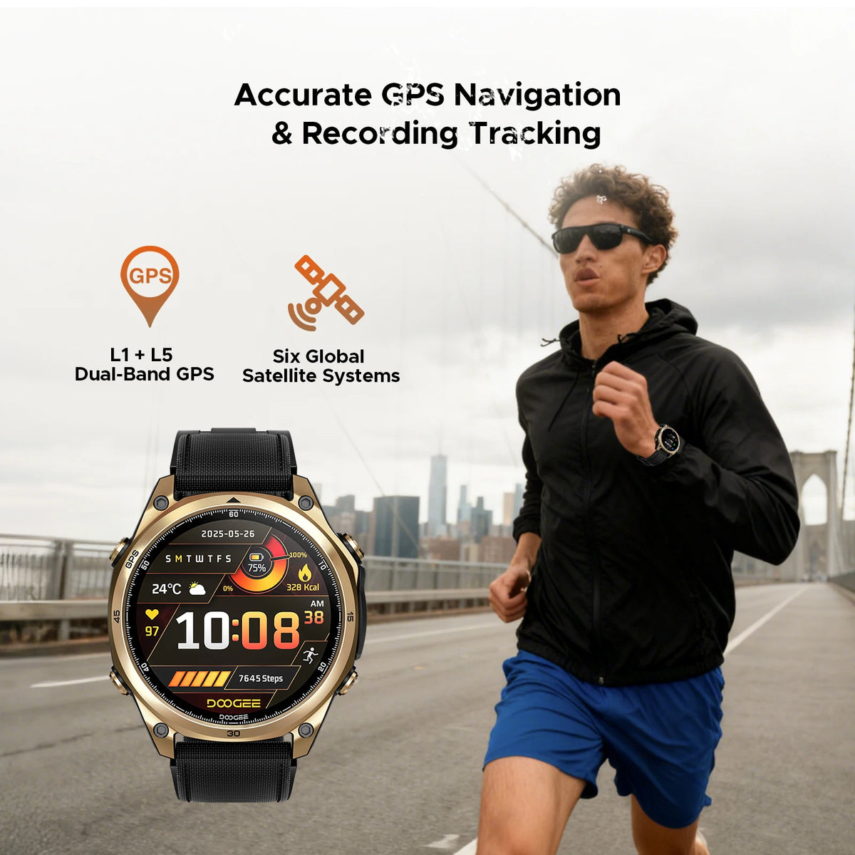 DOOGEE Anywise W1 AI Smart Watch GPS 1.43" AMOLED Display 24Hrs Health Monitoring 5ATM Water Resistance Waterproof Sport Watch