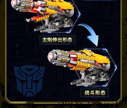 Bärbar Bumblebee hjälmleksak med armkanon och rollspelsdesign