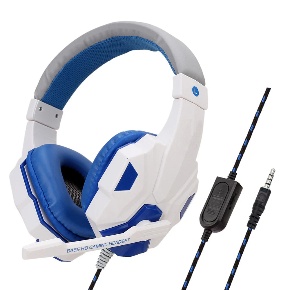 Mrgabwte Gaming Headset 3,5mm Over-Ear – 40mm 120° Justerbar Mikrofon 1,8m Kabel PS4 PS5 Xbox PC Smartphone Röd Svart Vit