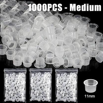 1000/100pcs Disposable Tattoo Ink Cups S/M/L Plastic Clear Holder Container Cap for Tattoo Pigment Permanent Makeup Accessories