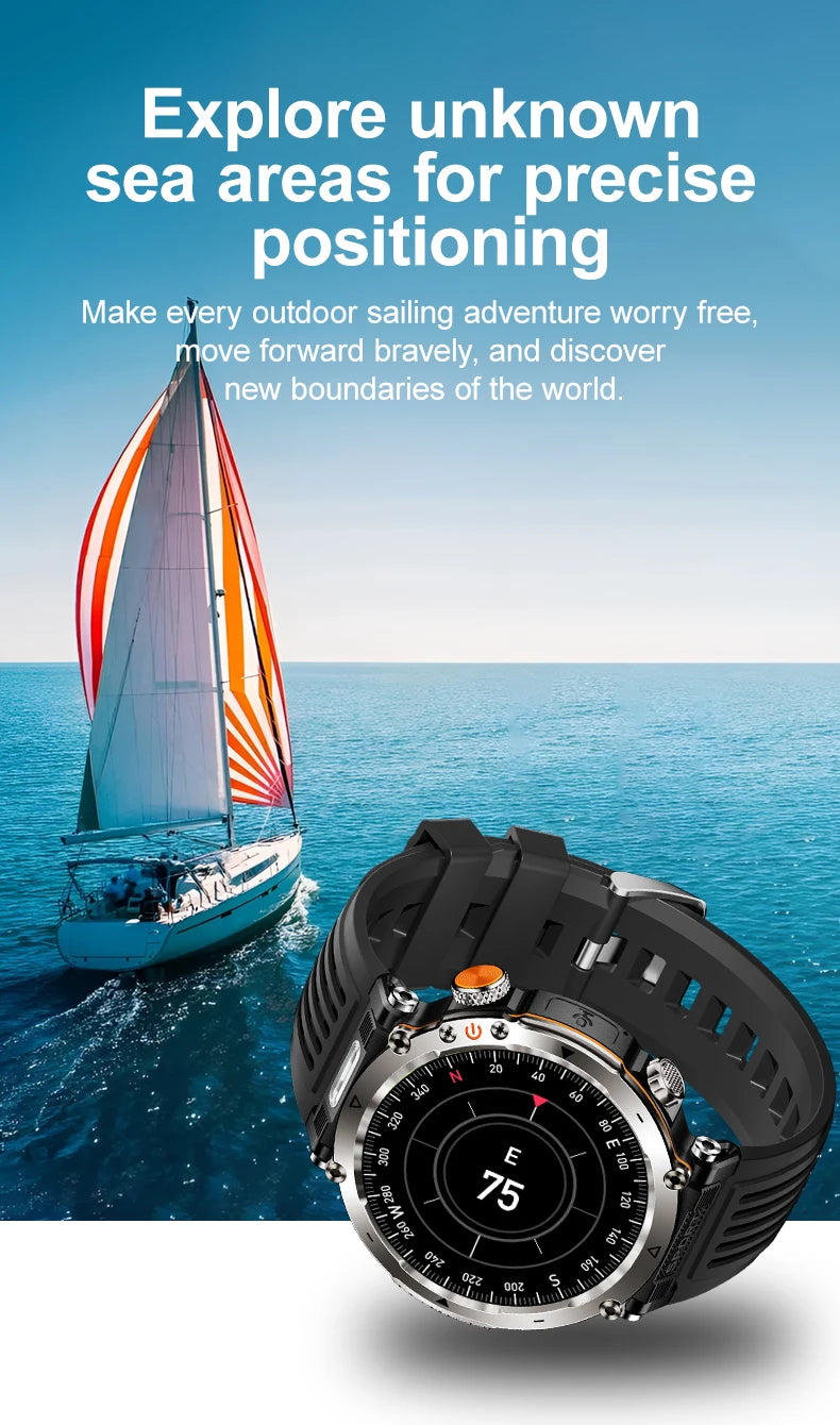 HT30 Smart Watch 2026 New Fashion Luxury 5ATM Waterproof GPS Compass AMOLED Display 366x366 Outdoor Sport Heart Rate Monitor IP6