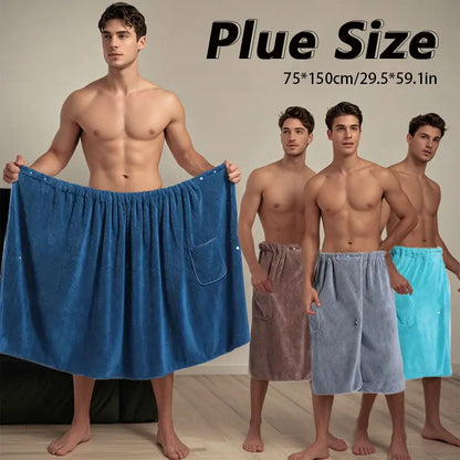 Suitable for M-XXXL Men's Bath Skirt Bath Towel Plus Size Bath Skirt Suitable for Home, Travel, Steaming, Spa, Beach