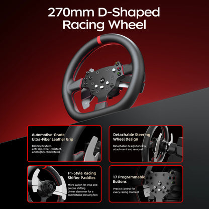 PXN V10 Ultra Direct Drive Wheel Kit, 3.2Nm Force Feedback Racing Wheel with Hall Effect Pedals, 4-Paddle Design, APP Enabled for PC/PS4/Xbox
