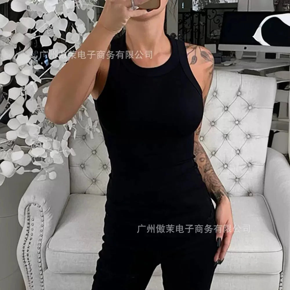 Dam Slim Fit Linne – Elegant Ärmlös Figurnära Sommartopp, 7 Färger S–XL