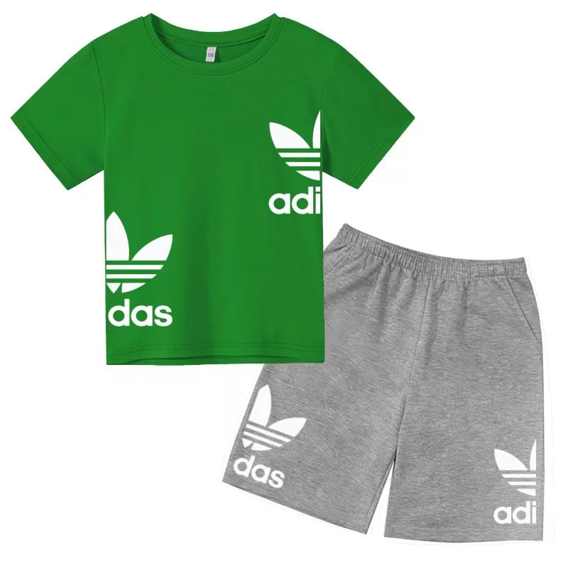 New Children Letter-Print Summer T-shirt Boy Girl Toddler3-12Years Short-Sleeved+Shorts Charming Casual Fashion Sports Brand Set