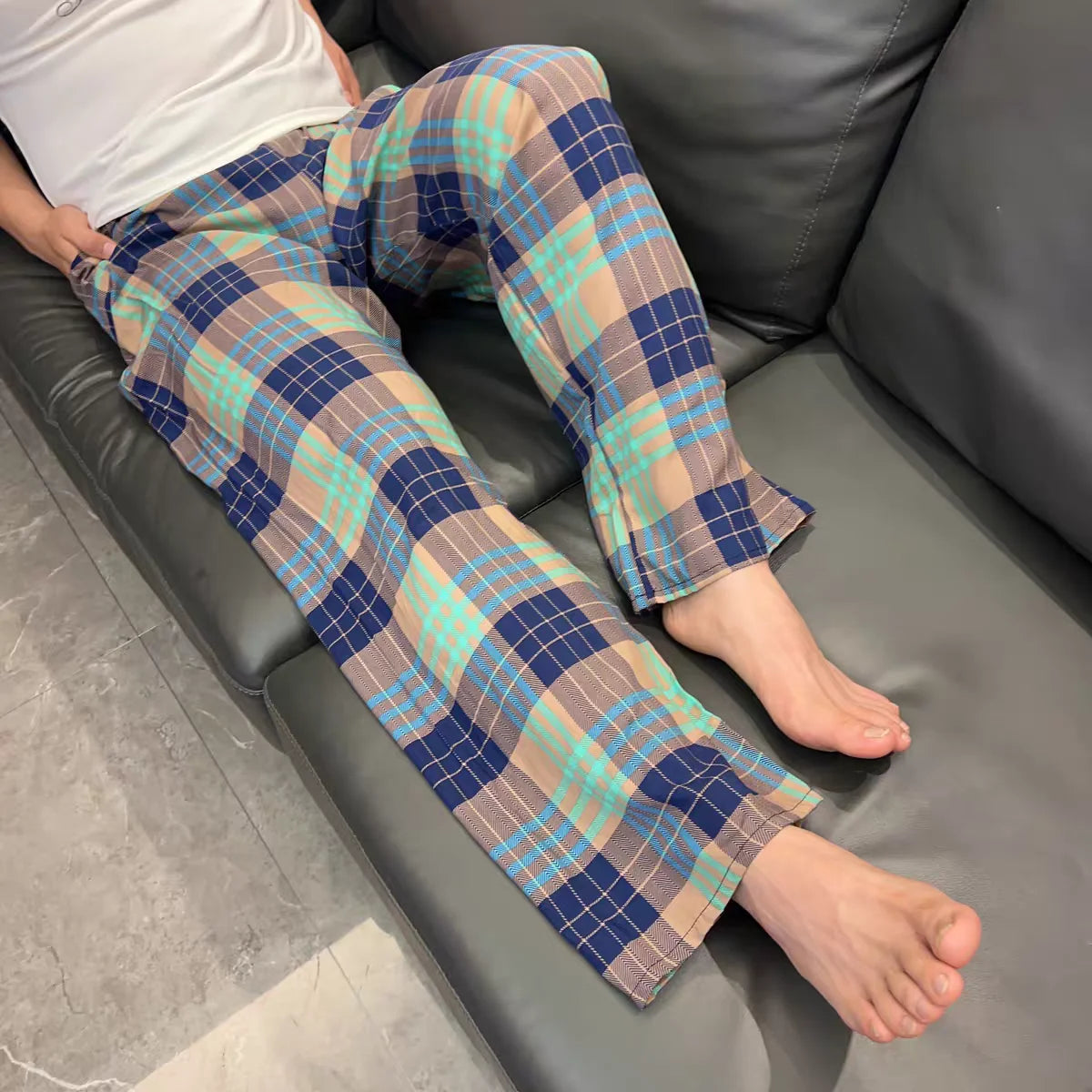 Extra Large Size Stylish Pajama Pants for Men, Spring and Autumn, Plus Size, Oversized, Casual Long Pants, Thin Style, Home Wear Pants