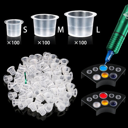 300pcs Tattoo Ink Caps with Cup Holders Set Small Medium Large Ink Cups And Cup Holder for Ink Container by ArtSuppliesPro