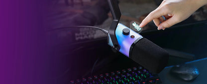 Maono PD100X RGB Gaming Microphone USB/XLR Dynamic Mic with Noise Reduction Mute Headphone Jack Mic for Gaming Streaming Podcast