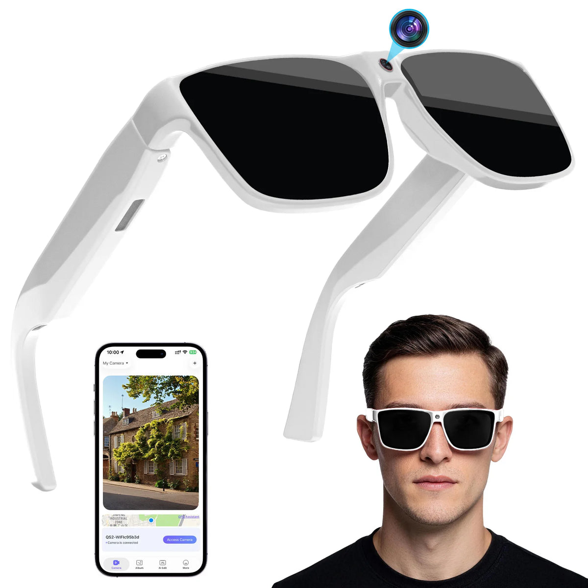 Intelligent AI Sunglasses HD with 800W Pixel Shooting and Camera for Recording Bluetooth Music Calling Outdoor Sports Shooting