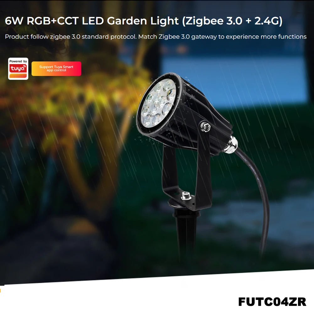 Miboxer FUTC04ZR Zigbee 3.0 + 2.4GHz RF – Smart RGB+CCT LED Trädgårdslampa 6W, Vattentålig, Tuya