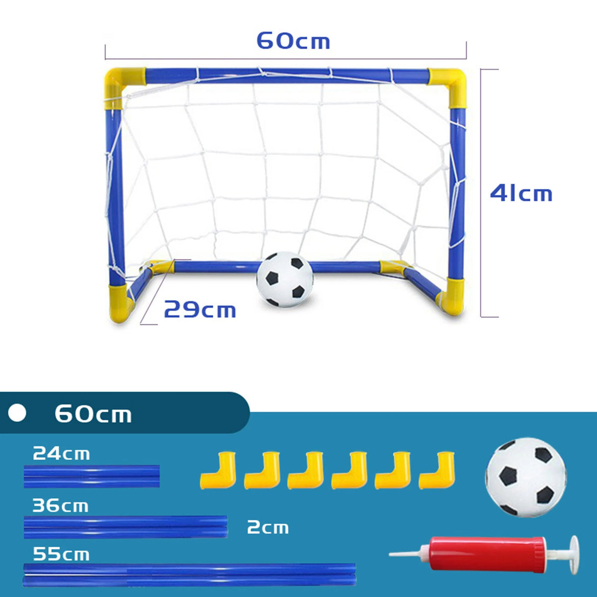Mini-fotbollsmål för barn i ABS-plast – två storlekar, 44 eller 60 cm