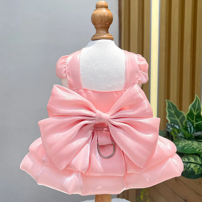 Cat Wedding Dress Lace Bowknot Fluffy Skirt for Party Pet Clothes Fancy Costume for Kittens Bridal Gown Furbaby Home Daily Outfi