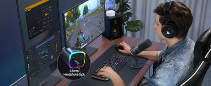 MAONO PD100X Dynamic Microphone. Software Noise Reduction Included. RGB Gaming Mic. Enhances Gaming Experience. Ideal for Record