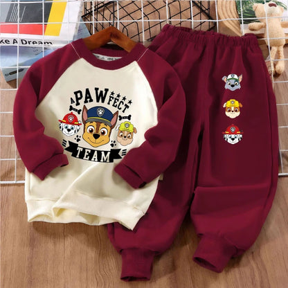 PAW PatroL Print Boys Spliced Sweatshirts 2-piece Sets Kids O Neck Hoodies and Pant 2pcs Set Kids Sport Clothes Suit Spring Fall