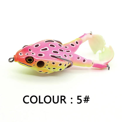 1pc Surface Frog Lure Top Water Bass Fishing Lures Soft Frog Double Propellers Legs Freshwater Rotating Tail Floating Swing Bait