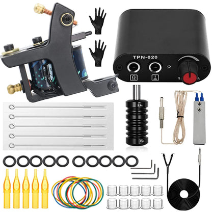 Complete Tattoo Machine Kit Power Supply with Tattoo Needles Ink Accessories Set for Tattoo Body Art Tool Permanent Makeup Kit