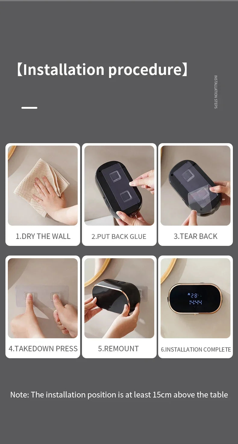 Automatic Foam Soap Dispensers for Bathroom Smart Washing Hand Machine with USB Charging Two Colors with ABS Material
